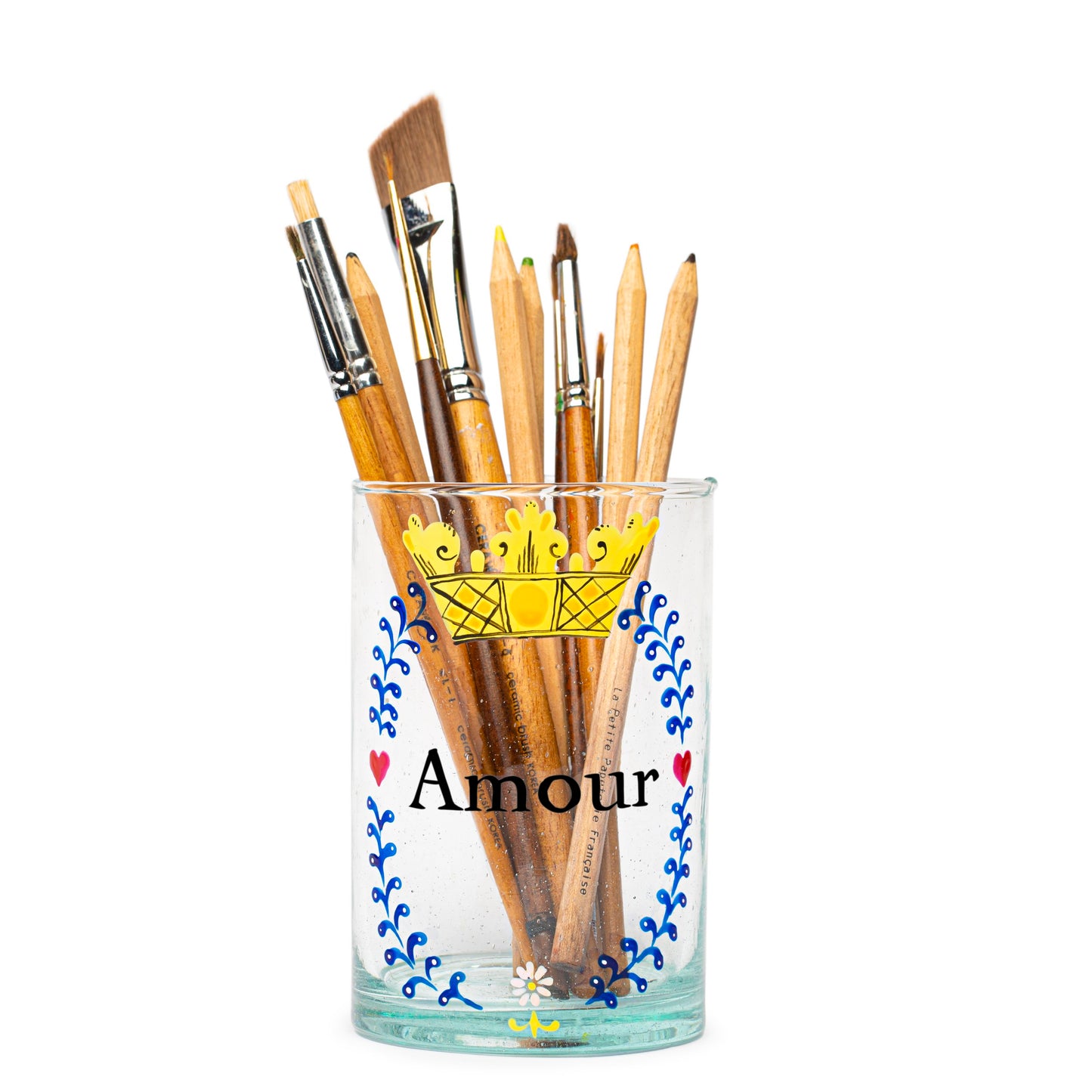 Verre peint à la main | COURONNE XVIIIe SIÈCLE : AMOUR