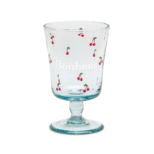Verre à vin peint à la main | TOUT EN CERISES : BONHEUR