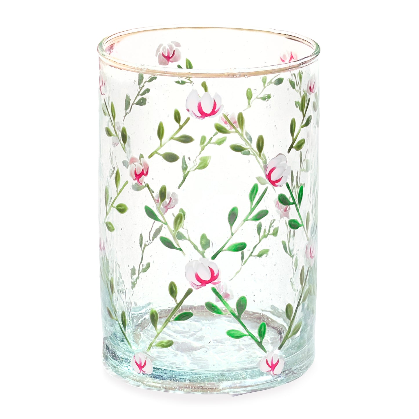 Verre peint à la main | Treillis de roses