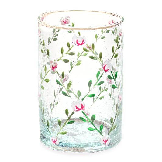 Verre peint à la main | Treillis de roses
