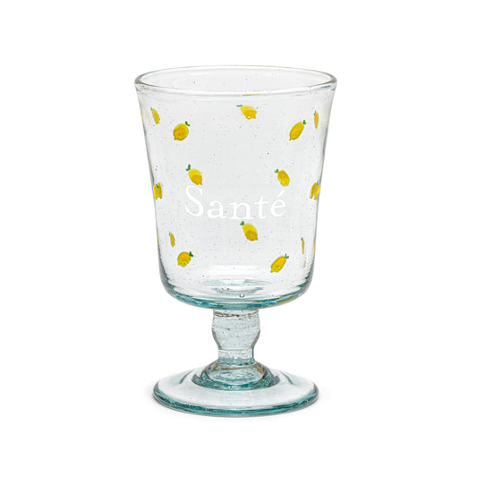 Hand Painted Wine Glass | ALL IN LEMONS: HEALTH