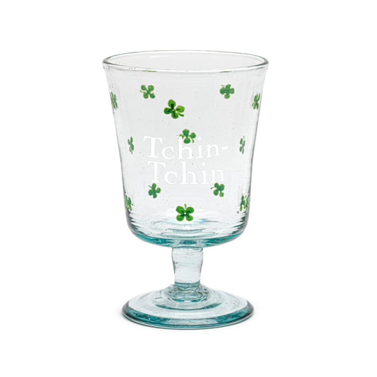 Hand Painted Wine Glass | ALL IN CLOVERS: TCHIN-TCHIN