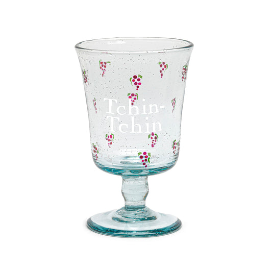 Hand Painted Wine Glass | ALL IN GRAPES: TCHIN-TCHIN