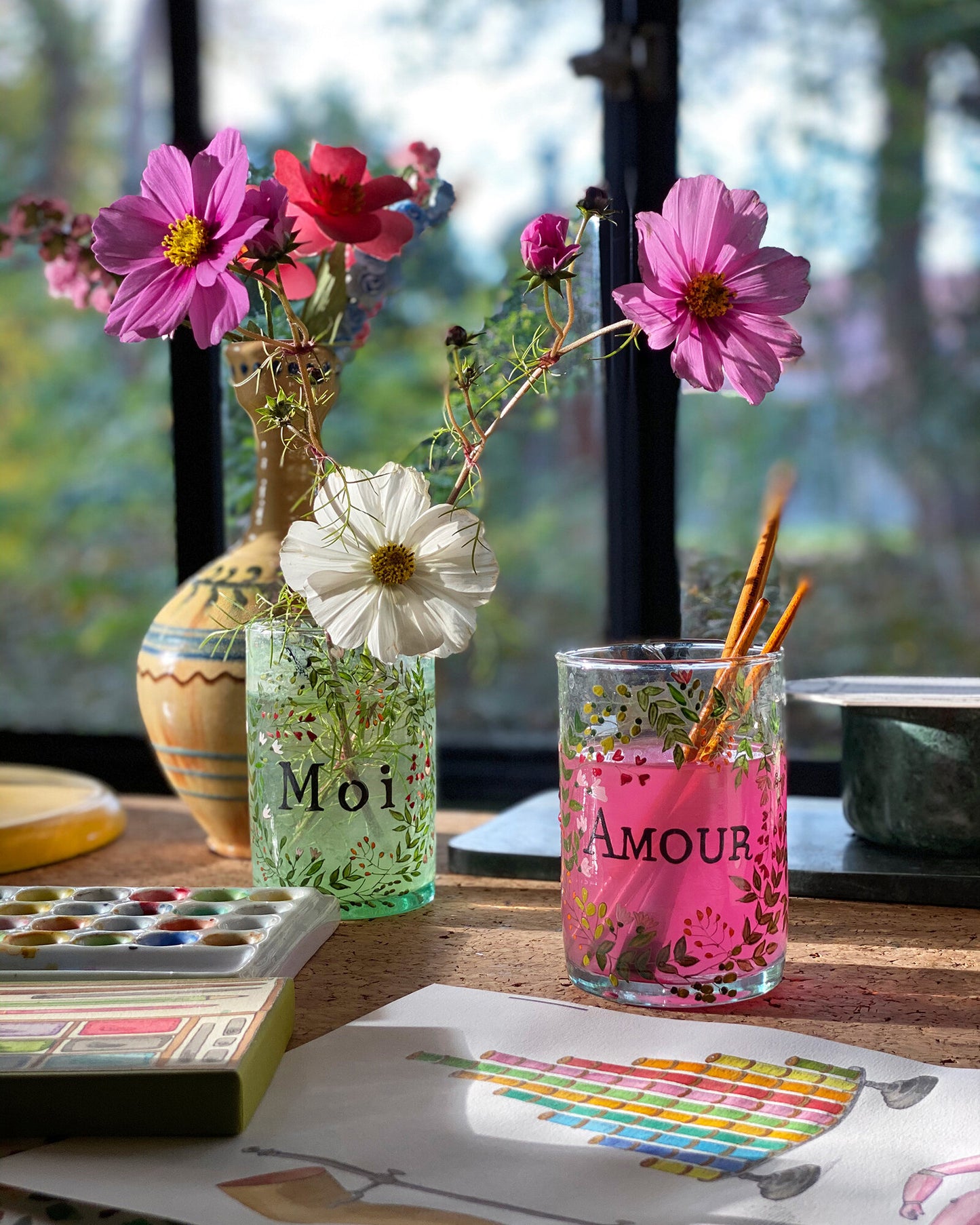 Hand painted glass | LOVE