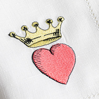 Embroidered linen napkin | CROWNED HEART