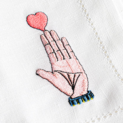 Embroidered linen napkin | HEART ON HAND