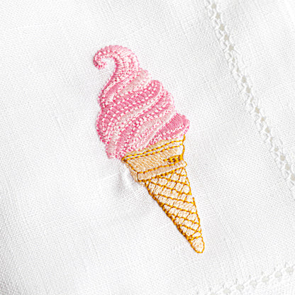 Embroidered linen napkin | ICE-CREAM CONE