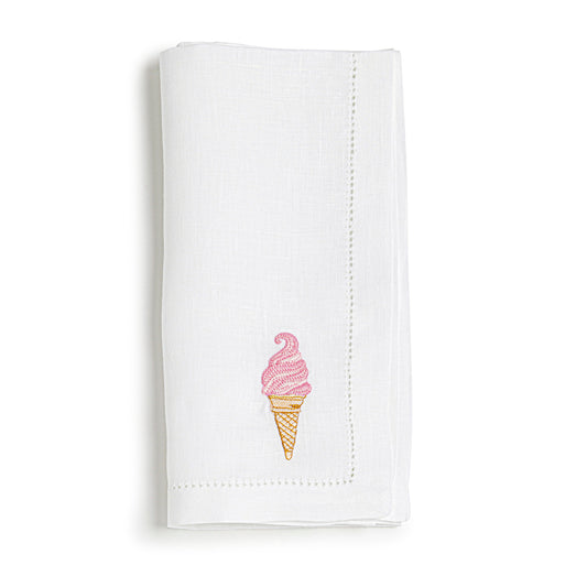 Embroidered linen napkin | ICE-CREAM CONE