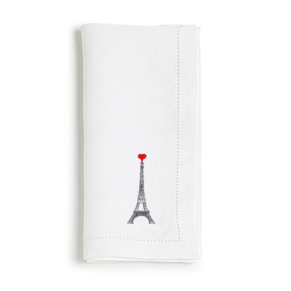 Embroidered linen napkin | THE HEART EIFFEL TOWER