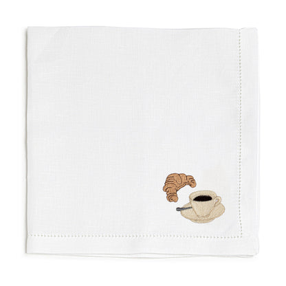 Embroidered linen napkin | CROISSANT COFFEE