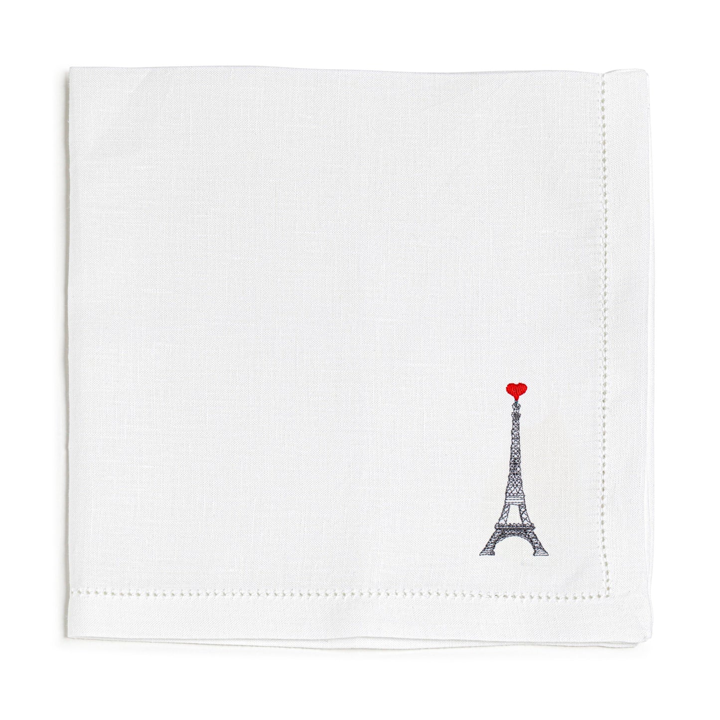 Embroidered linen napkin | THE HEART EIFFEL TOWER