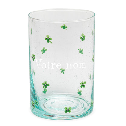 Hand painted glass | Personalized | ALL IN CLOVERS