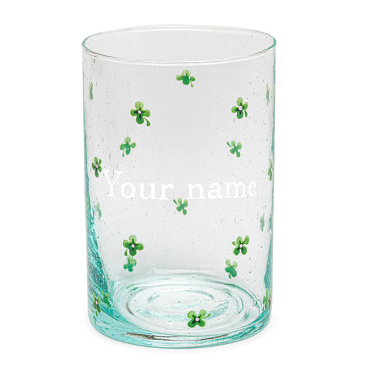 Hand painted glass | Personalized | ALL IN CLOVERS