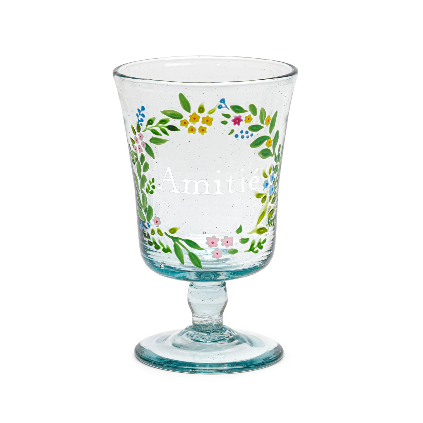 Hand Painted Wine Glass | CROWN OF FLOWERS: FRIENDSHIP