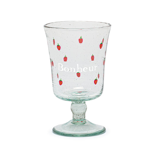 Hand Painted Wine Glass | STRAWBERRY: HAPPINESS
